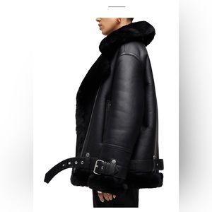 The Arrivals Moya Leather & Shearling Moto Jacket